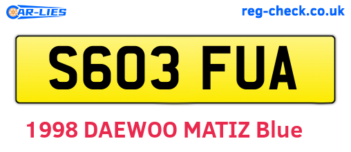 S603FUA are the vehicle registration plates.