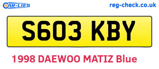 S603KBY are the vehicle registration plates.