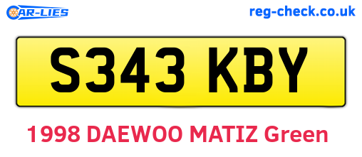 S343KBY are the vehicle registration plates.