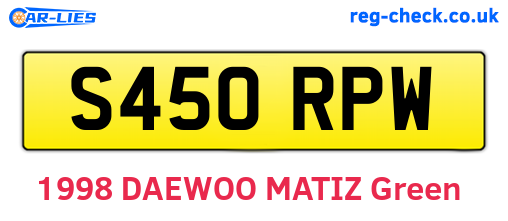 S450RPW are the vehicle registration plates.
