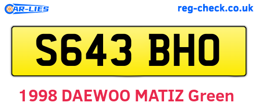 S643BHO are the vehicle registration plates.