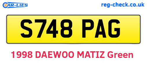 S748PAG are the vehicle registration plates.