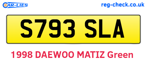 S793SLA are the vehicle registration plates.