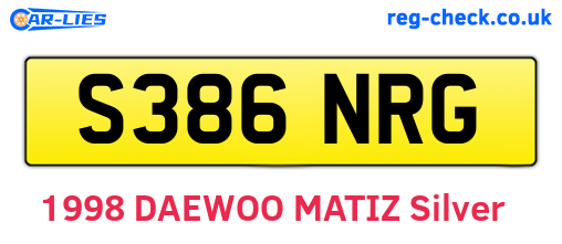 S386NRG are the vehicle registration plates.