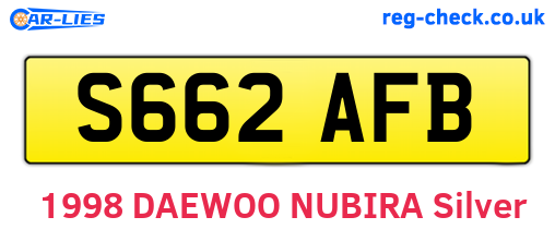 S662AFB are the vehicle registration plates.