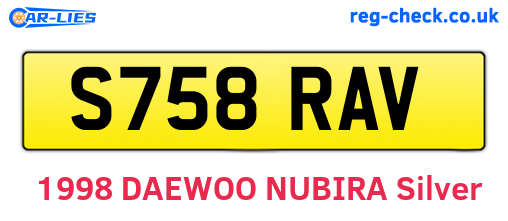 S758RAV are the vehicle registration plates.