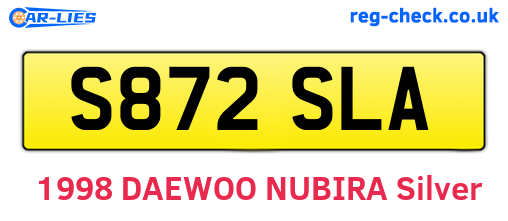 S872SLA are the vehicle registration plates.