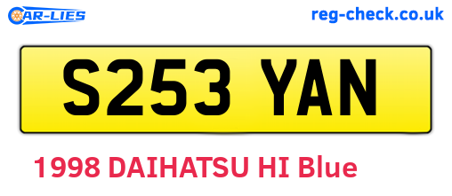 S253YAN are the vehicle registration plates.