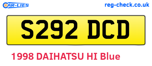 S292DCD are the vehicle registration plates.