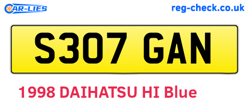S307GAN are the vehicle registration plates.