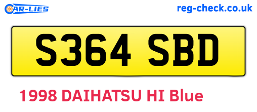 S364SBD are the vehicle registration plates.