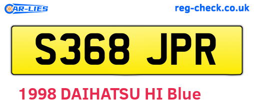 S368JPR are the vehicle registration plates.