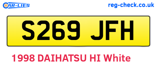 S269JFH are the vehicle registration plates.