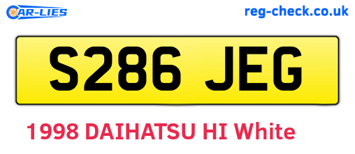 S286JEG are the vehicle registration plates.