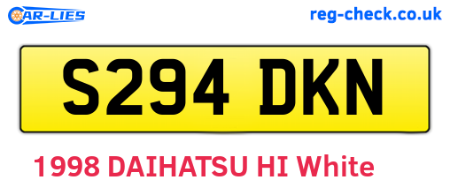 S294DKN are the vehicle registration plates.