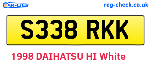 S338RKK are the vehicle registration plates.