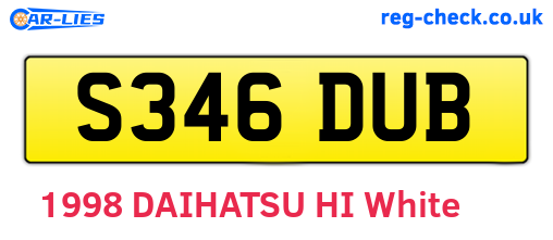 S346DUB are the vehicle registration plates.