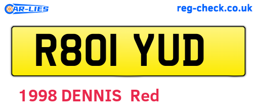 R801YUD are the vehicle registration plates.