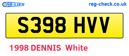 S398HVV are the vehicle registration plates.