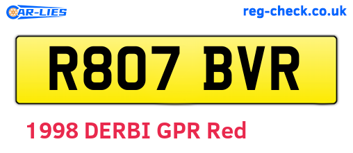 R807BVR are the vehicle registration plates.