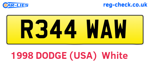 R344WAW are the vehicle registration plates.