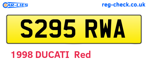 S295RWA are the vehicle registration plates.