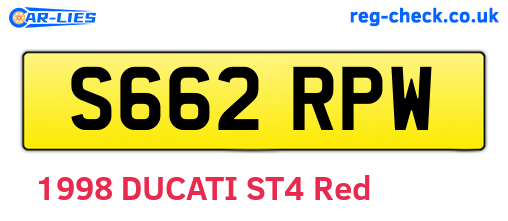 S662RPW are the vehicle registration plates.
