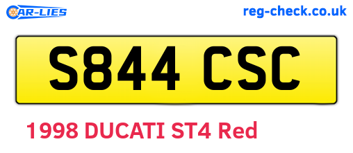 S844CSC are the vehicle registration plates.
