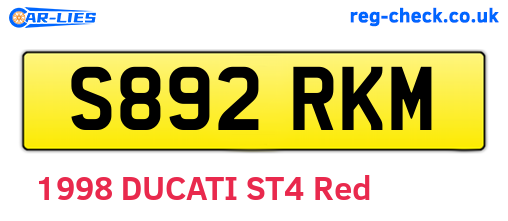 S892RKM are the vehicle registration plates.