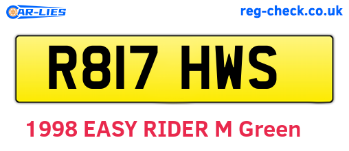 R817HWS are the vehicle registration plates.