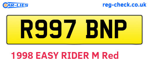 R997BNP are the vehicle registration plates.