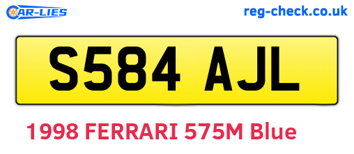 S584AJL are the vehicle registration plates.