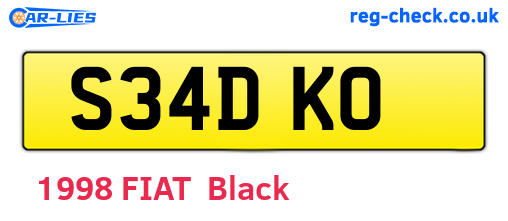 S34DKO are the vehicle registration plates.