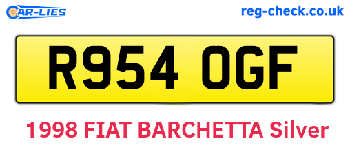 R954OGF are the vehicle registration plates.