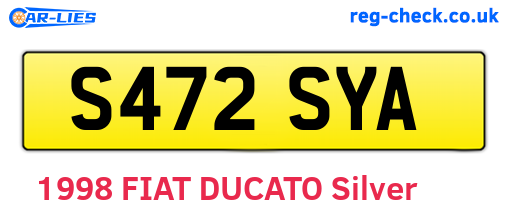 S472SYA are the vehicle registration plates.