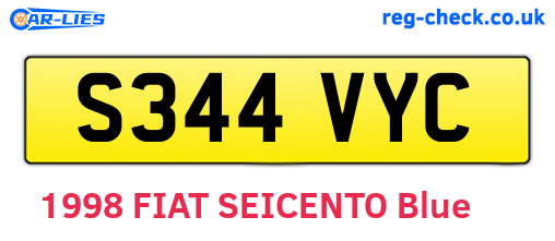 S344VYC are the vehicle registration plates.