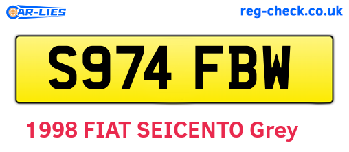 S974FBW are the vehicle registration plates.