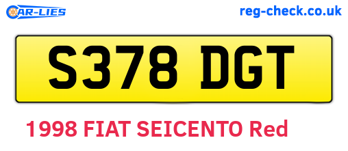 S378DGT are the vehicle registration plates.