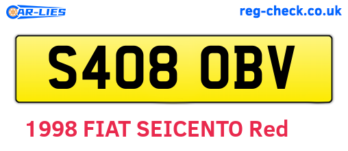 S408OBV are the vehicle registration plates.