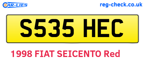 S535HEC are the vehicle registration plates.