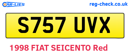 S757UVX are the vehicle registration plates.