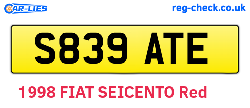 S839ATE are the vehicle registration plates.