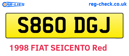S860DGJ are the vehicle registration plates.