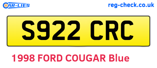 S922CRC are the vehicle registration plates.