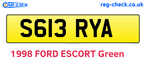 S613RYA are the vehicle registration plates.