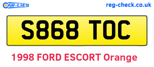 S868TOC are the vehicle registration plates.