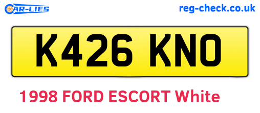 K426KNO are the vehicle registration plates.