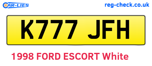 K777JFH are the vehicle registration plates.