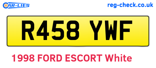 R458YWF are the vehicle registration plates.