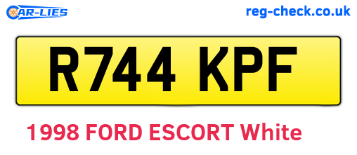 R744KPF are the vehicle registration plates.